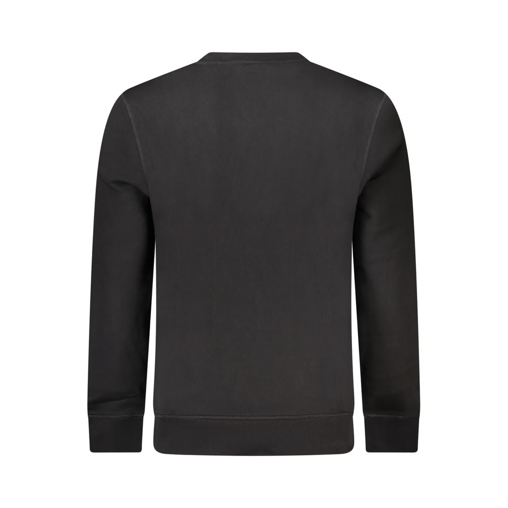 Hugo Boss black cotton men's sweater with crew neck and long sleeves, stylish and comfortable for casual wear