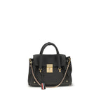 Thom Browne gray calf leather Bos Taurus handbag with sleek design and structured shape.