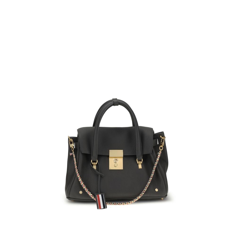 Thom Browne gray calf leather Bos Taurus handbag with sleek design and structured shape.