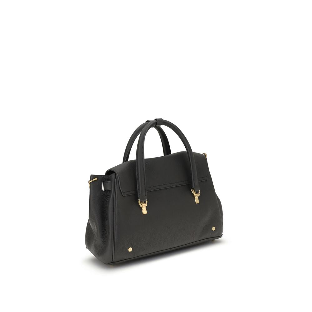 Thom Browne gray calf leather Bos Taurus handbag with structured design and subtle branding details.