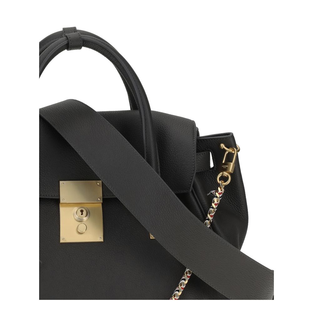 Thom Browne Gray Calf Leather Bos Taurus Handbag Thom Browne