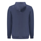 Tommy Hilfiger blue cotton men's hooded sweatshirt with front pocket and adjustable drawstrings.