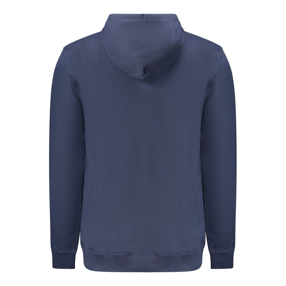 Tommy Hilfiger blue cotton men's hooded sweatshirt with front pocket and adjustable drawstrings.