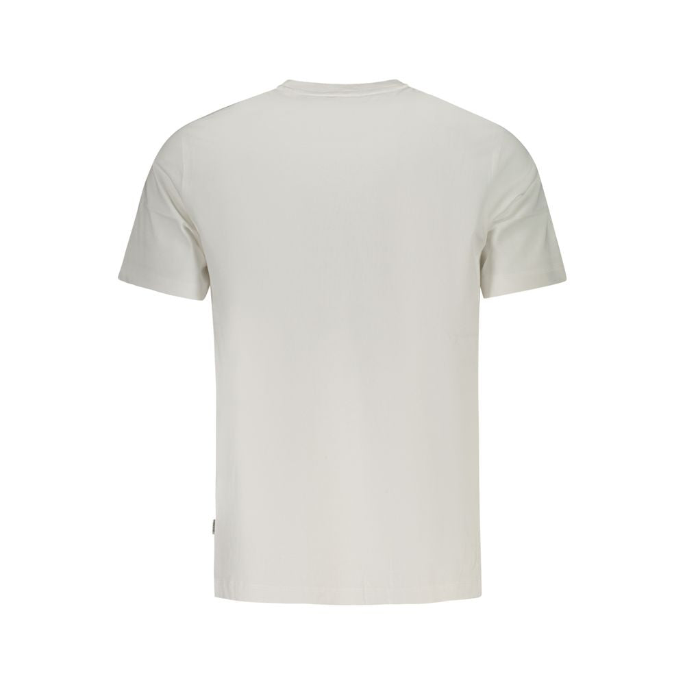 White cotton men's T-shirt by Guess Jeans, featuring a classic fit and logo detail, ideal for casual wear.