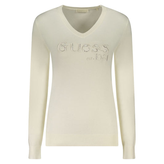 Guess Jeans Bianco Viscosa Women's Long-Sleeved T-Shirt Guess Jeans