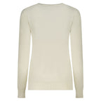Guess Jeans white viscose long-sleeved T-shirt for women, showcasing a comfortable fit and classic design.