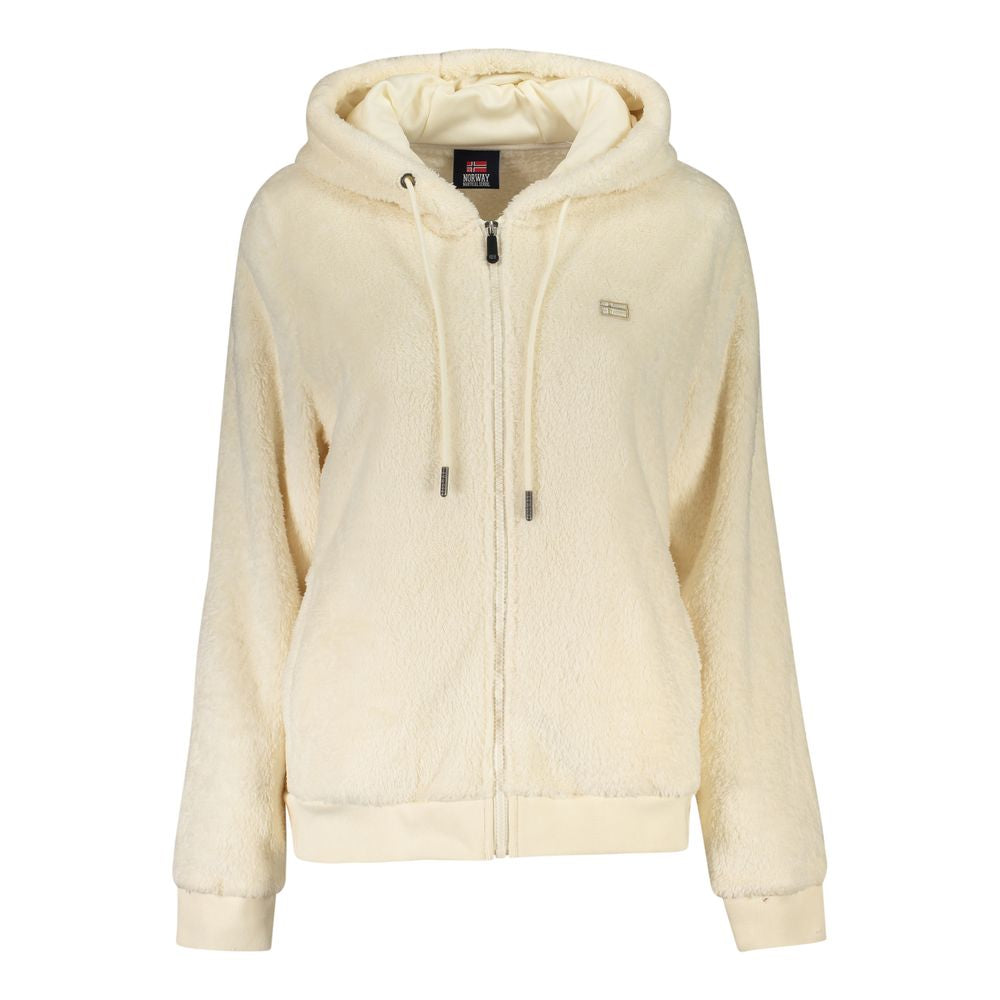 Norway 1963 Bianco polyester women's jacket displayed on a hanger, showing the lightweight fabric and classic design.