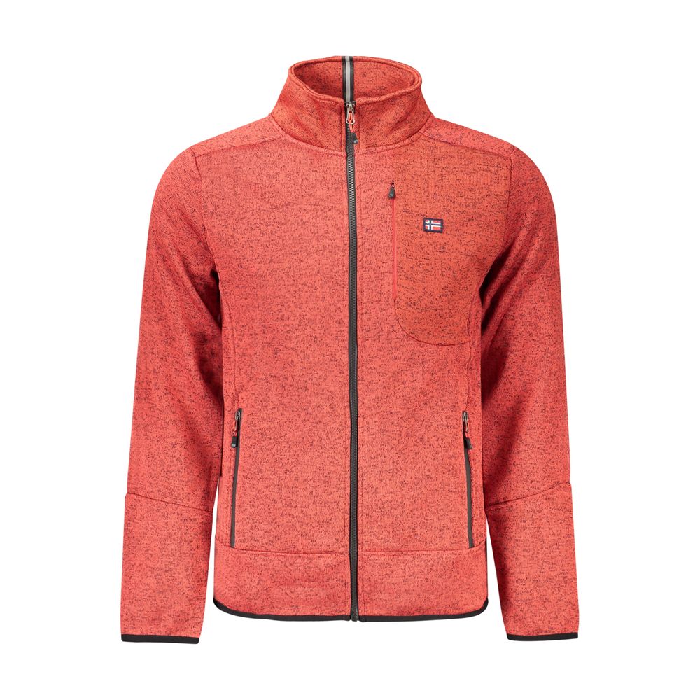 Norway 1963 Rosso polyester men's sweatshirt with a crew neck and long sleeves, featuring a casual fit and bold red color.