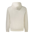 White cotton men's hooded sweatshirt by Tommy Hilfiger with front pouch pocket and adjustable drawstrings, casual and comfortable.