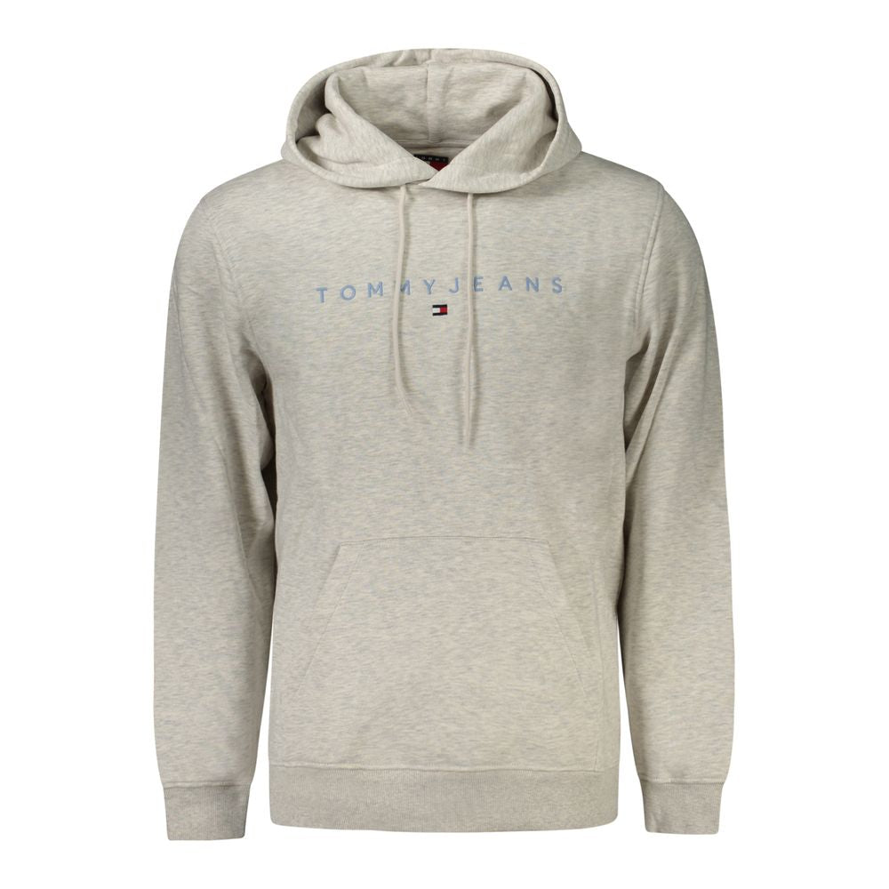 Tommy Hilfiger gray cotton men's sweatshirt with crew neck and long sleeves, casual and comfortable clothing for men.