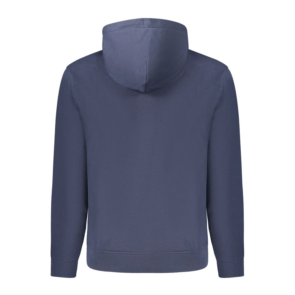 Blue cotton men's hoodie sweatshirt by Tommy Hilfiger with a drawstring hood and logo detail on the chest.