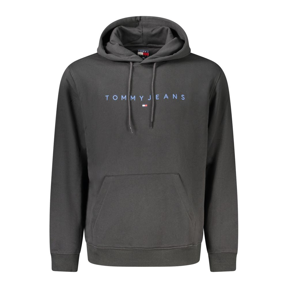 Black Tommy Hilfiger men's cotton sweatshirt with crew neck and long sleeves, casual style for everyday wear.