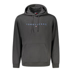 Black Tommy Hilfiger men's cotton sweatshirt with crew neck and long sleeves, casual style for everyday wear.