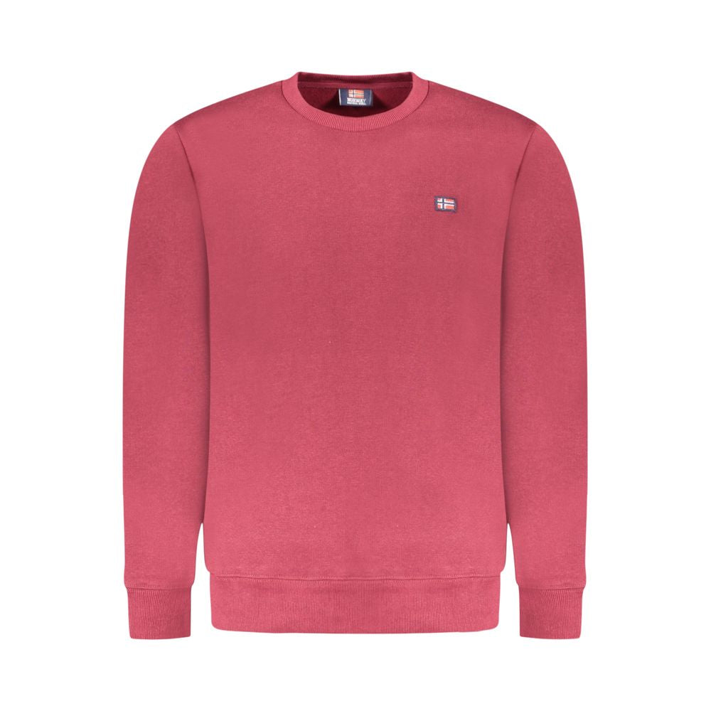 Norway 1963 red cotton men's sweatshirt with a crew neckline and long sleeves, casual style, on a plain background.
