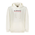 White cotton men's sweatshirt by Tommy Hilfiger featuring a classic crewneck design and the iconic logo on the chest.