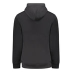 Black cotton men's hoodie by Tommy Hilfiger featuring a front logo, casual fit, and long sleeves.