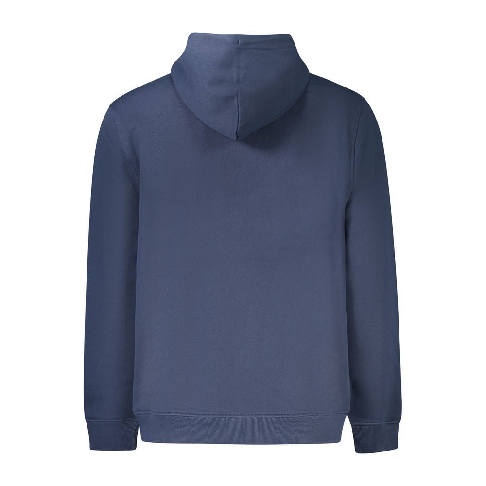 Tommy Hilfiger blue cotton men's hoodie with front pocket and adjustable drawstrings, casual and comfortable apparel.