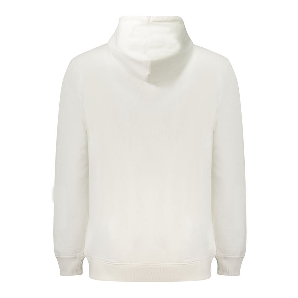 White cotton men's sweatshirt by Tommy Hilfiger featuring a classic crewneck and brand logo on the chest.