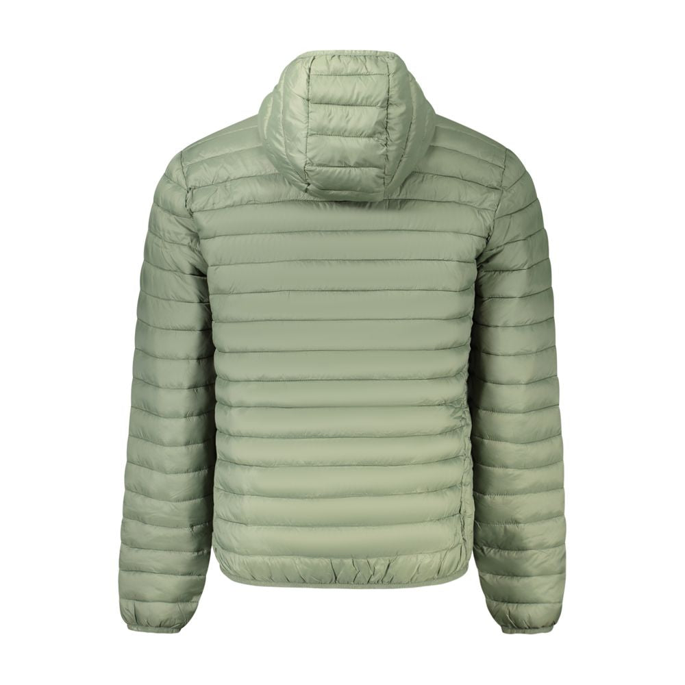 North Sails Verde Poliammide men's jacket displayed on a hanger, showcasing the lightweight, waterproof design and stylish green color.