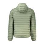 North Sails Verde Poliammide men's jacket displayed on a hanger, showcasing the lightweight, waterproof design and stylish green color.