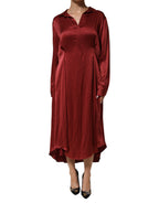 Fabiana Filippi Burgundy Acetate Viscose Satin Long Dress - Eljoys Fashion 
