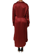 Fabiana Filippi Burgundy Acetate Viscose Satin Long Dress - Eljoys Fashion 