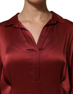 Fabiana Filippi Burgundy Acetate Viscose Satin Long Dress - Eljoys Fashion 