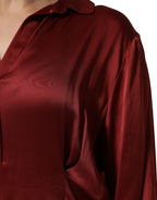 Fabiana Filippi Burgundy Acetate Viscose Satin Long Dress - Eljoys Fashion 