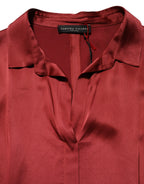 Fabiana Filippi Burgundy Acetate Viscose Satin Long Dress - Eljoys Fashion 