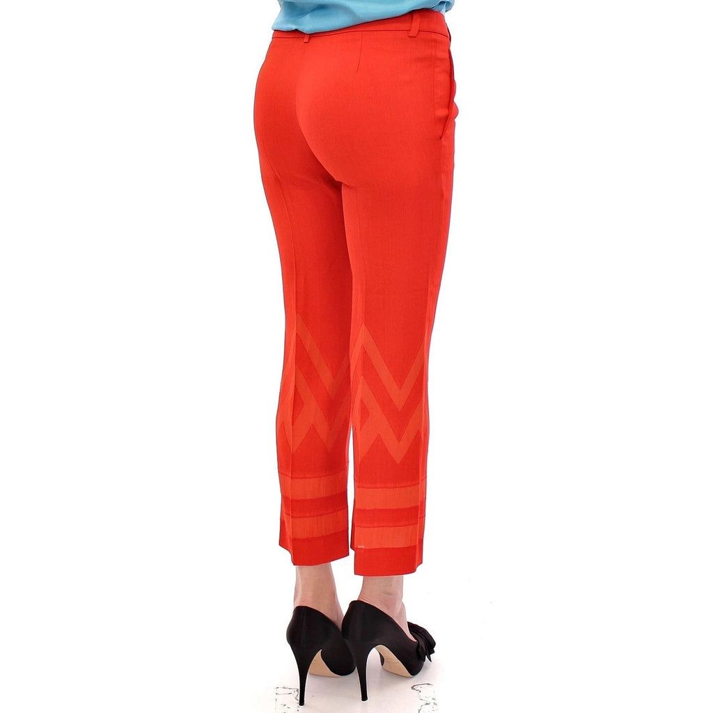 Versace Collection Red Pants Cropped 3/4 Short Nude Capri Pants