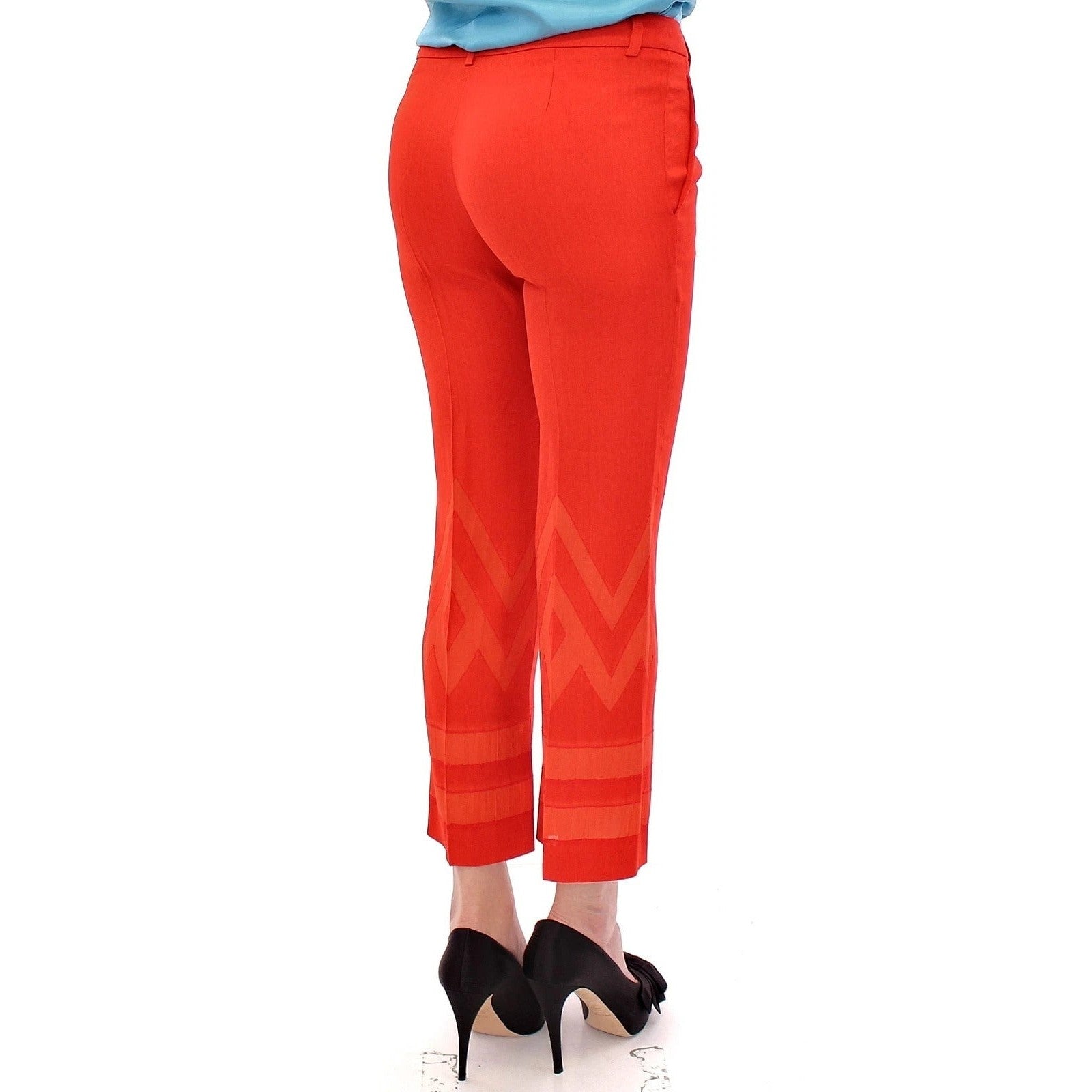 Versace Collection Red Pants Cropped 3/4 Short Nude Capri Pants