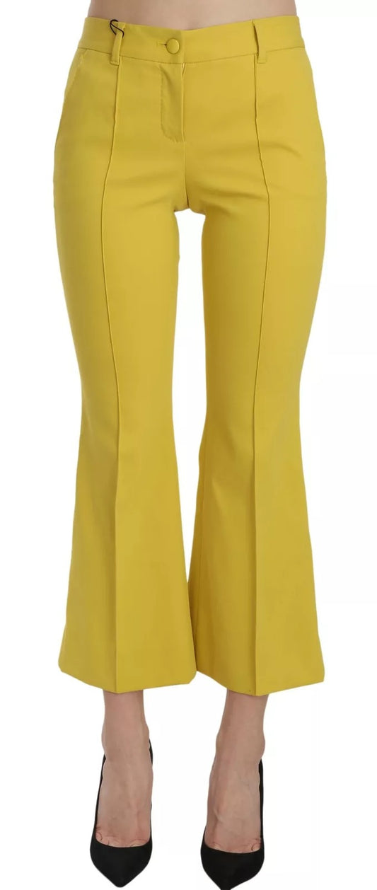 Dolce & Gabbana Yellow Flared Bootcut Capri Cotton Pants Dolce & Gabbana