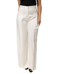 Brian Dales White Viscose Linen Wide Leg Palazzo Womens Pants - Eljoys Fashion 