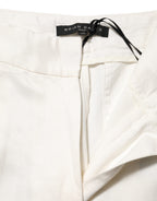 Brian Dales White Viscose Linen Wide Leg Palazzo Womens Pants - Eljoys Fashion 