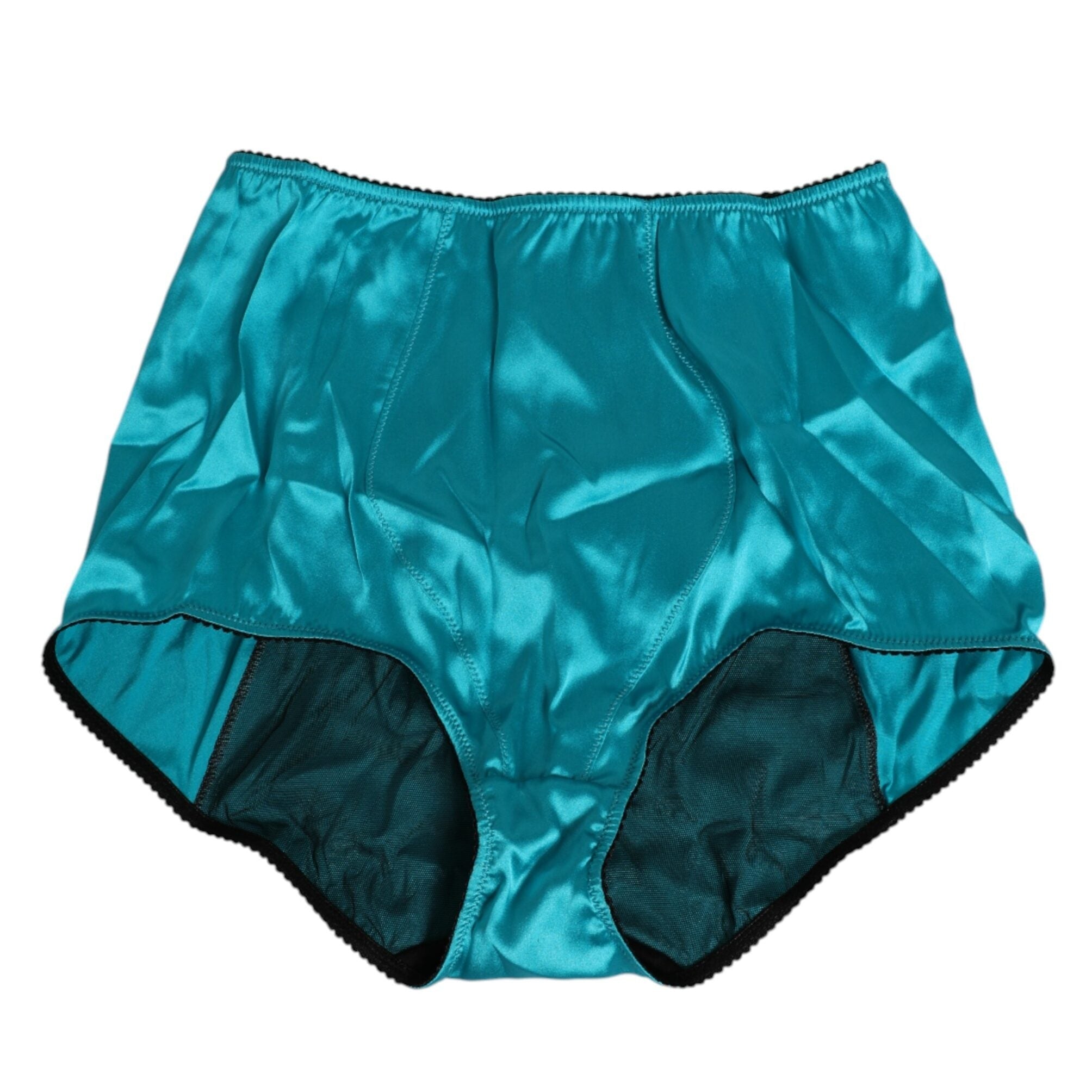 Dolce & Gabbana Aqua Green Satin High-Waist Briefs Underwear