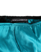 Dolce & Gabbana Aqua Green Satin High-Waist Briefs Underwear - Eljoys Fashion 