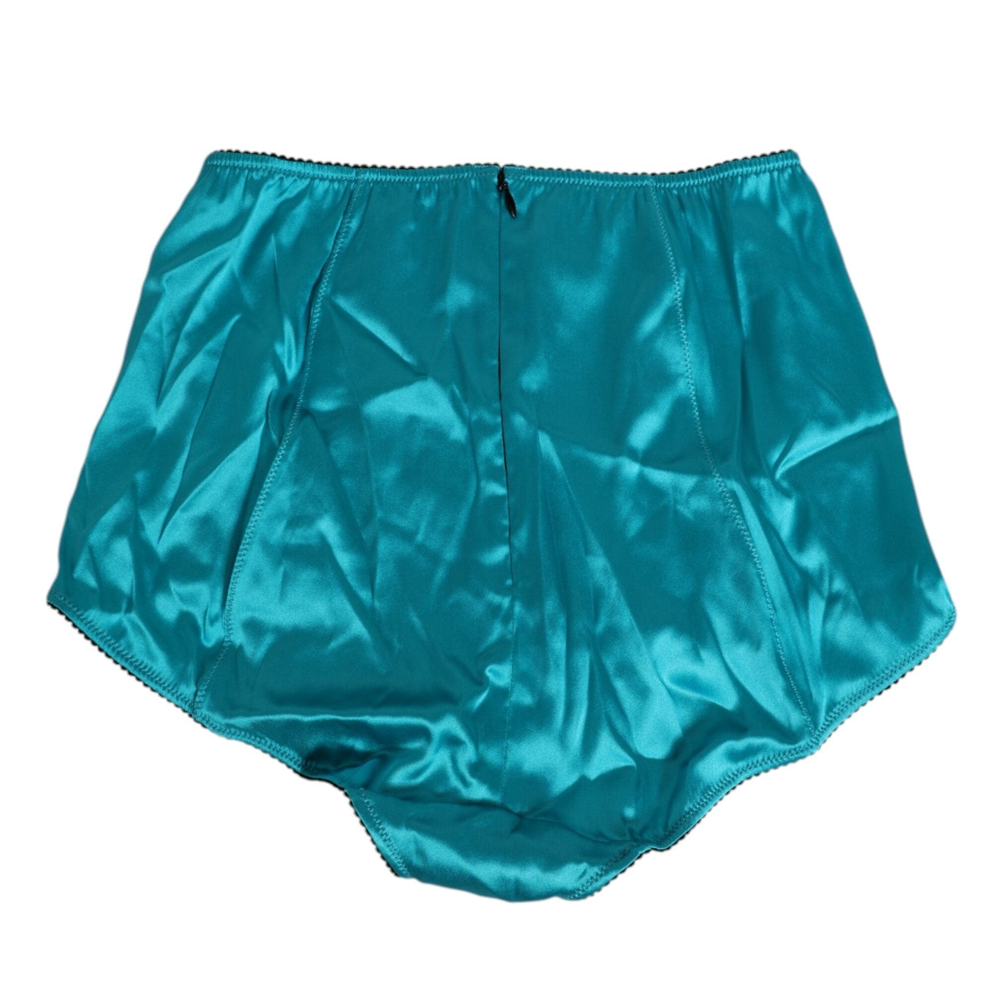 Dolce & Gabbana Aqua Green Satin High-Waist Briefs Underwear