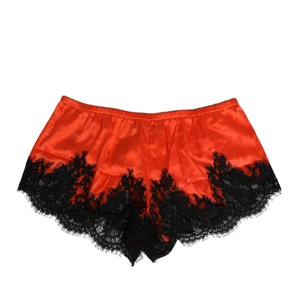 Dolce & Gabbana Red Silk Satin Lace Shorts Underwear