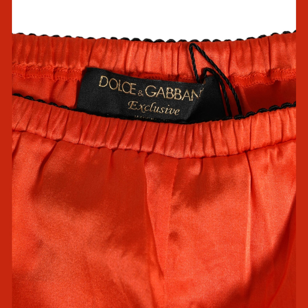 Dolce & Gabbana Red Silk Satin Lace Shorts Underwear