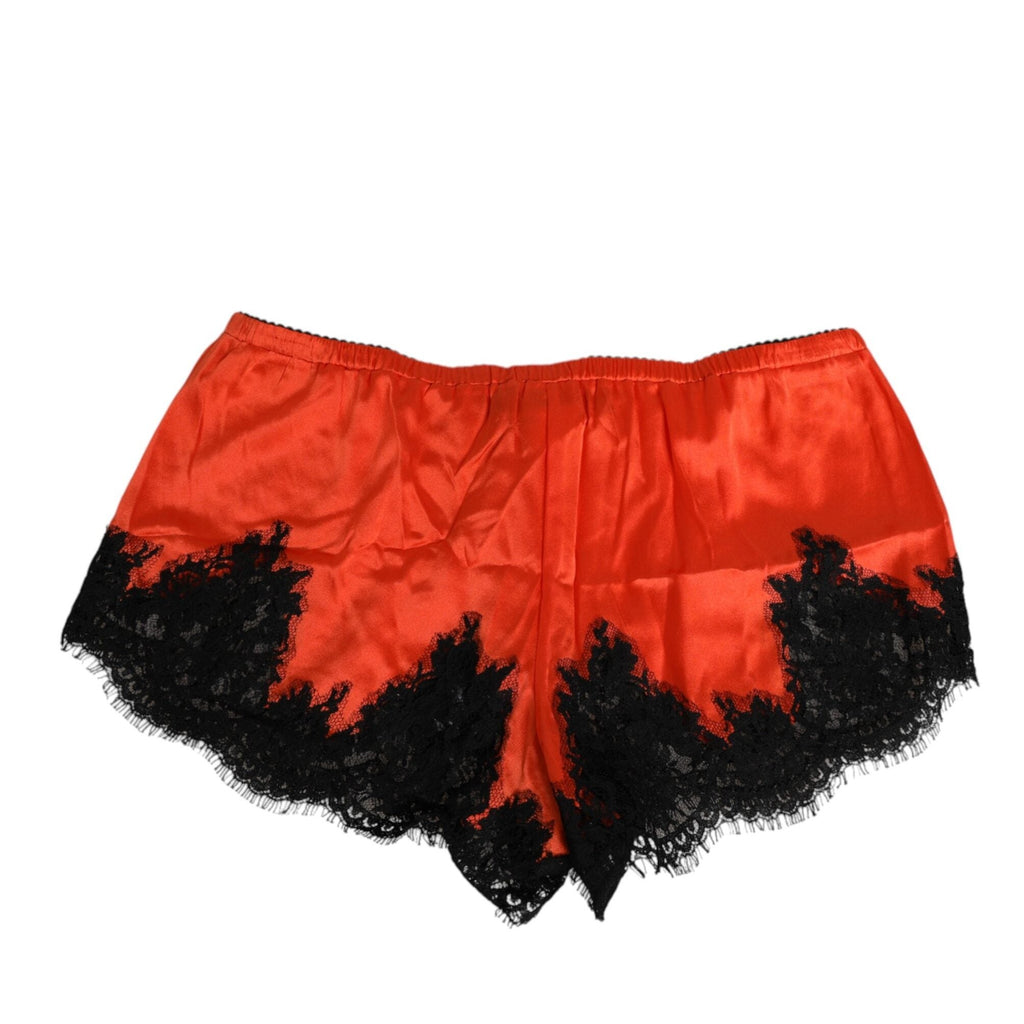 Dolce & Gabbana Red Silk Satin Lace Shorts Underwear