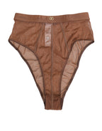 Dolce & Gabbana Brown Sheer Mesh High Waist Briefs Underwear - Eljoys Fashion 