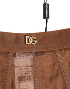 Dolce & Gabbana Brown Sheer Mesh High Waist Briefs Underwear - Eljoys Fashion 
