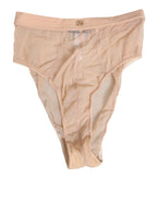Dolce & Gabbana Beige Sheer Mesh High Waist Panty Underwear - Eljoys Fashion 