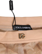 Dolce & Gabbana Beige Sheer Mesh High Waist Panty Underwear - Eljoys Fashion 