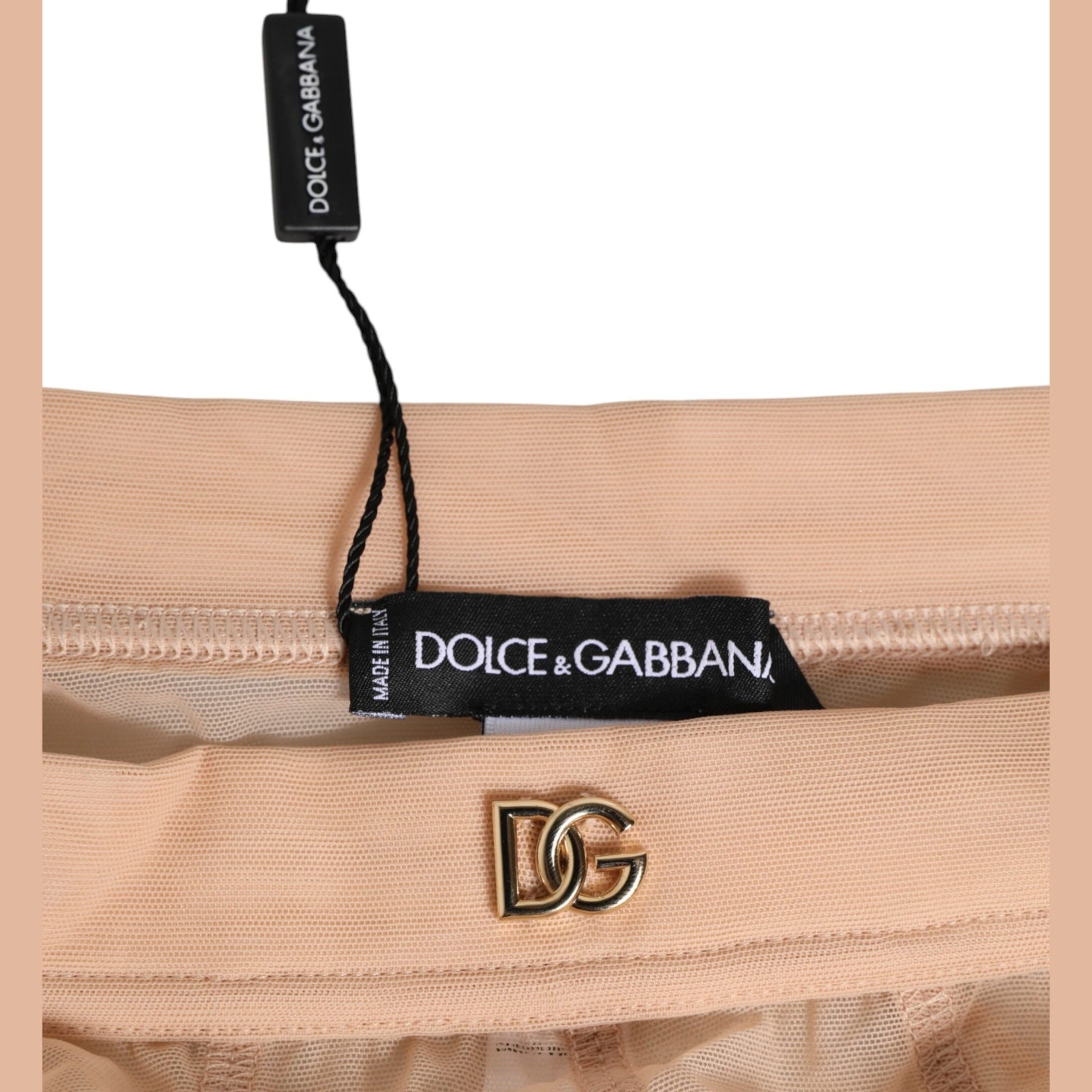 Dolce & Gabbana Beige Sheer Mesh High Waist Panty Underwear