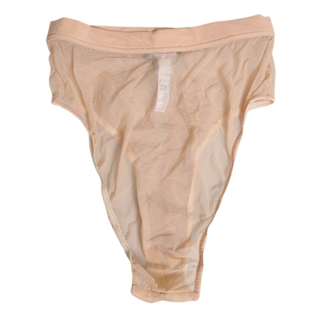 Dolce & Gabbana Beige Sheer Mesh High Waist Panty Underwear