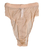 Dolce & Gabbana Beige Sheer Mesh High Waist Panty Underwear - Eljoys Fashion 