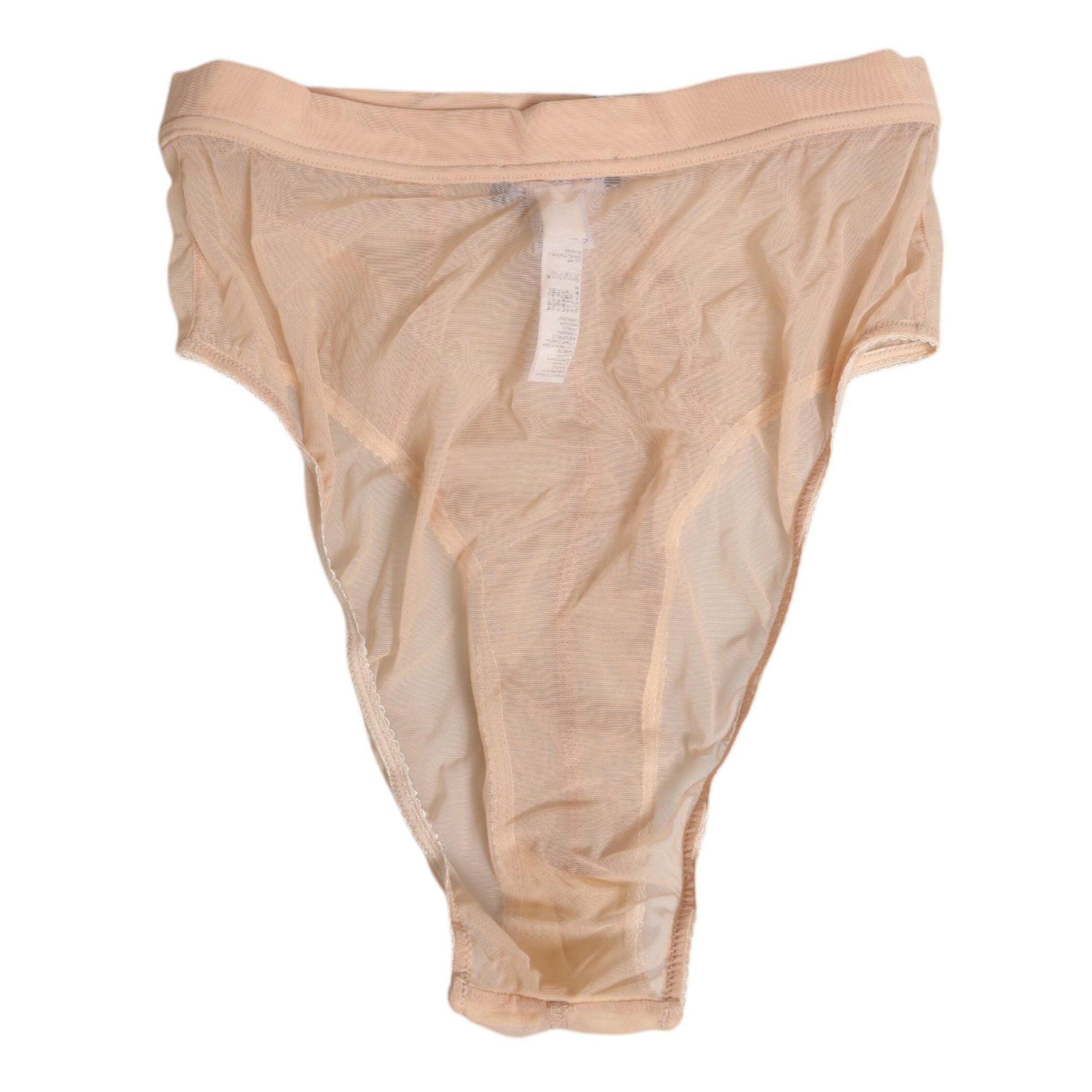 Dolce & Gabbana Beige Sheer Mesh High Waist Panty Underwear