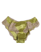 Dolce & Gabbana Green Silk Satin Lace Trim New Slip Underwear - Eljoys Fashion 