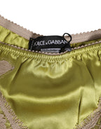 Dolce & Gabbana Green Silk Satin Lace Trim New Slip Underwear - Eljoys Fashion 